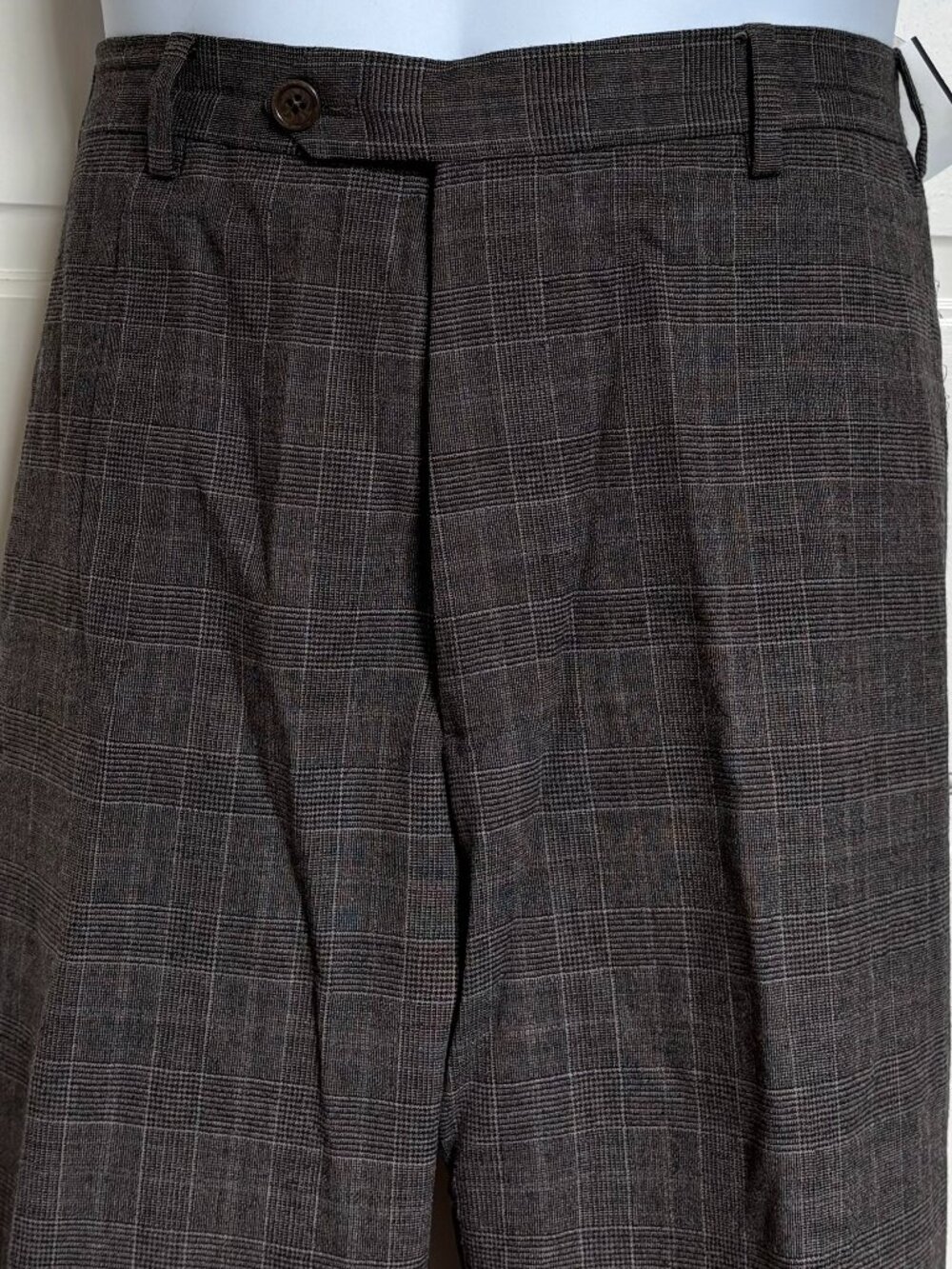 Armani Collezioni Men’s Size 36x31 Glen Plaid Dress Pants Brown Gray Flat Front